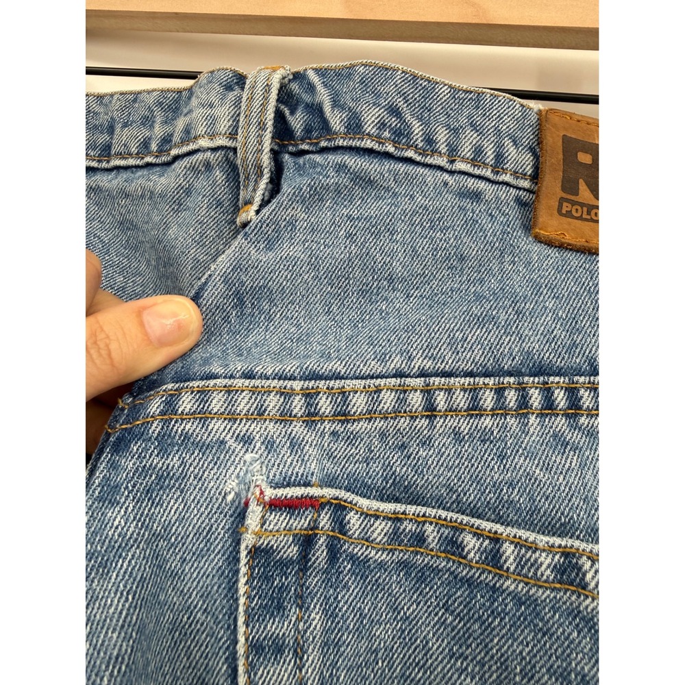 Vintage Polo Ralph Lauren Jeans Mens 33x32 Blue Banner Wide Leg Baggy Y2K - Picture 4 of 11